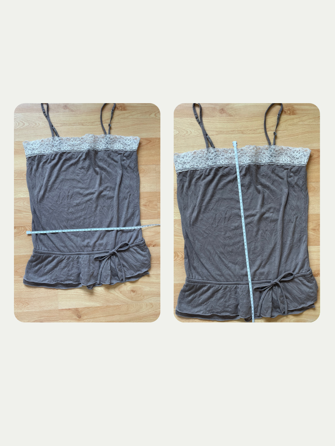 E Spirit Brown Lace Trim Tank Top