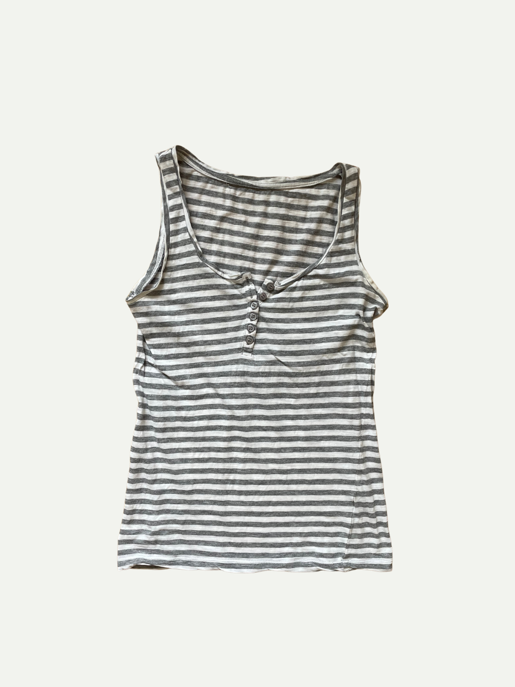 Grey & White Striped Tank Top