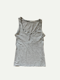 Grey & White Striped Tank Top