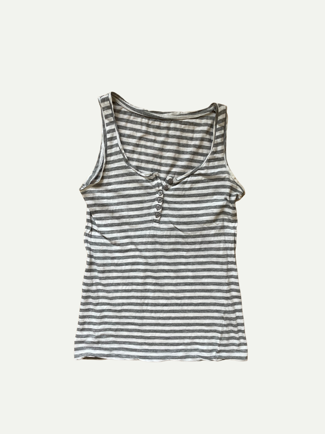 Grey & White Striped Tank Top